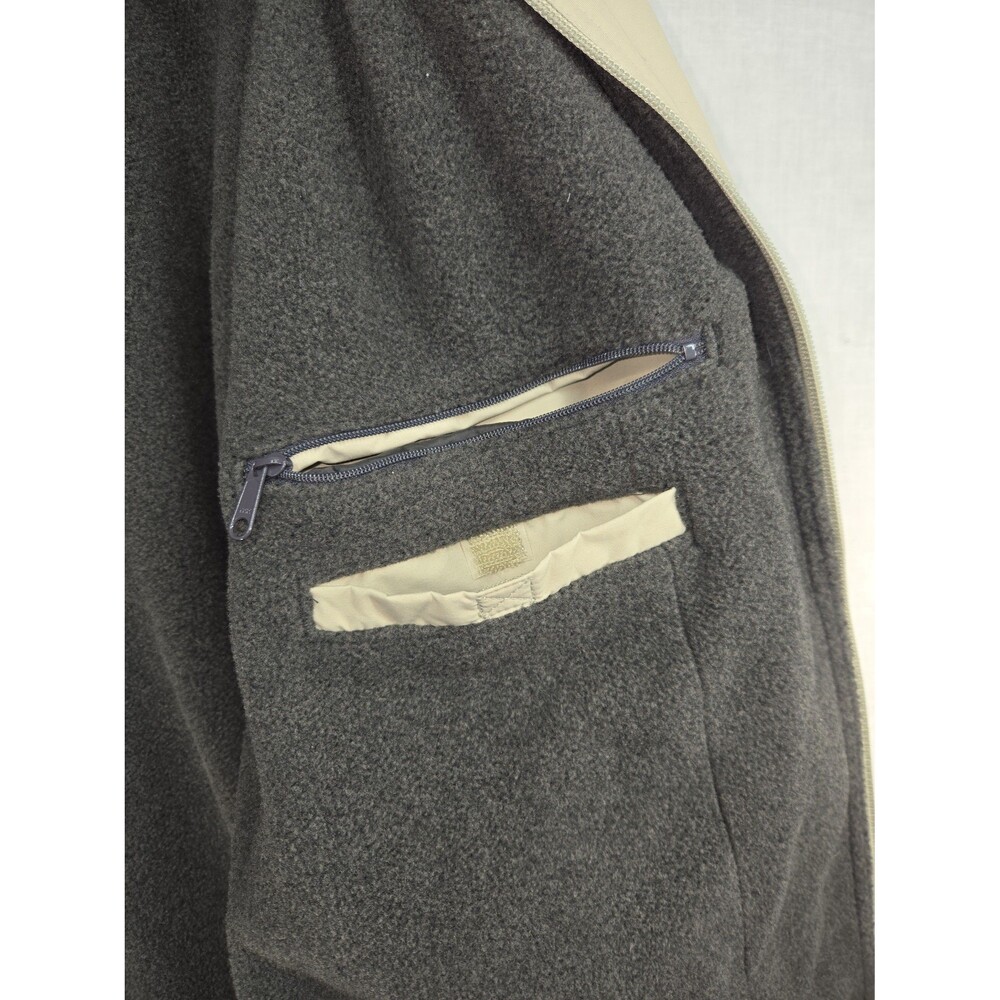 Lands End Jacket Mens Large Khaki Tan Beige Hood Fleece Lined Gorpcore Preppy - Picture 7 of 12